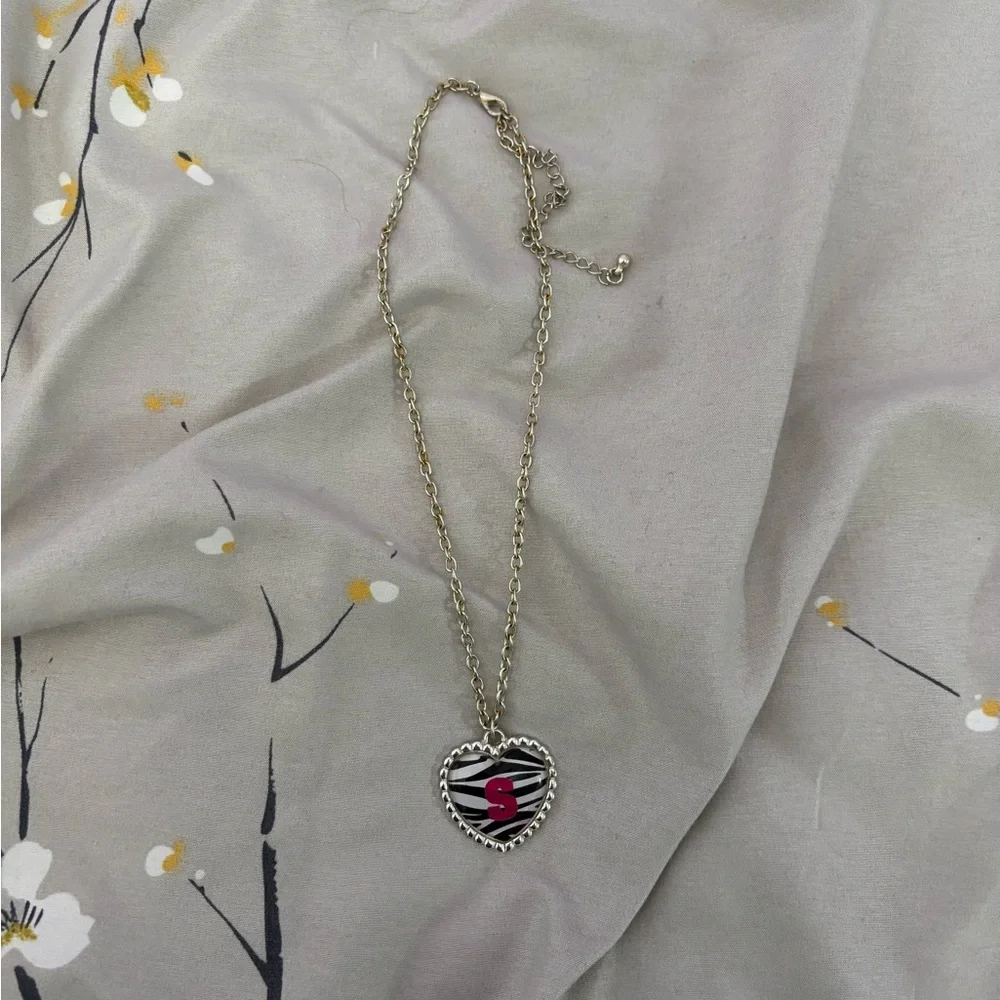 Justice y2k Zebra Initial Necklace
